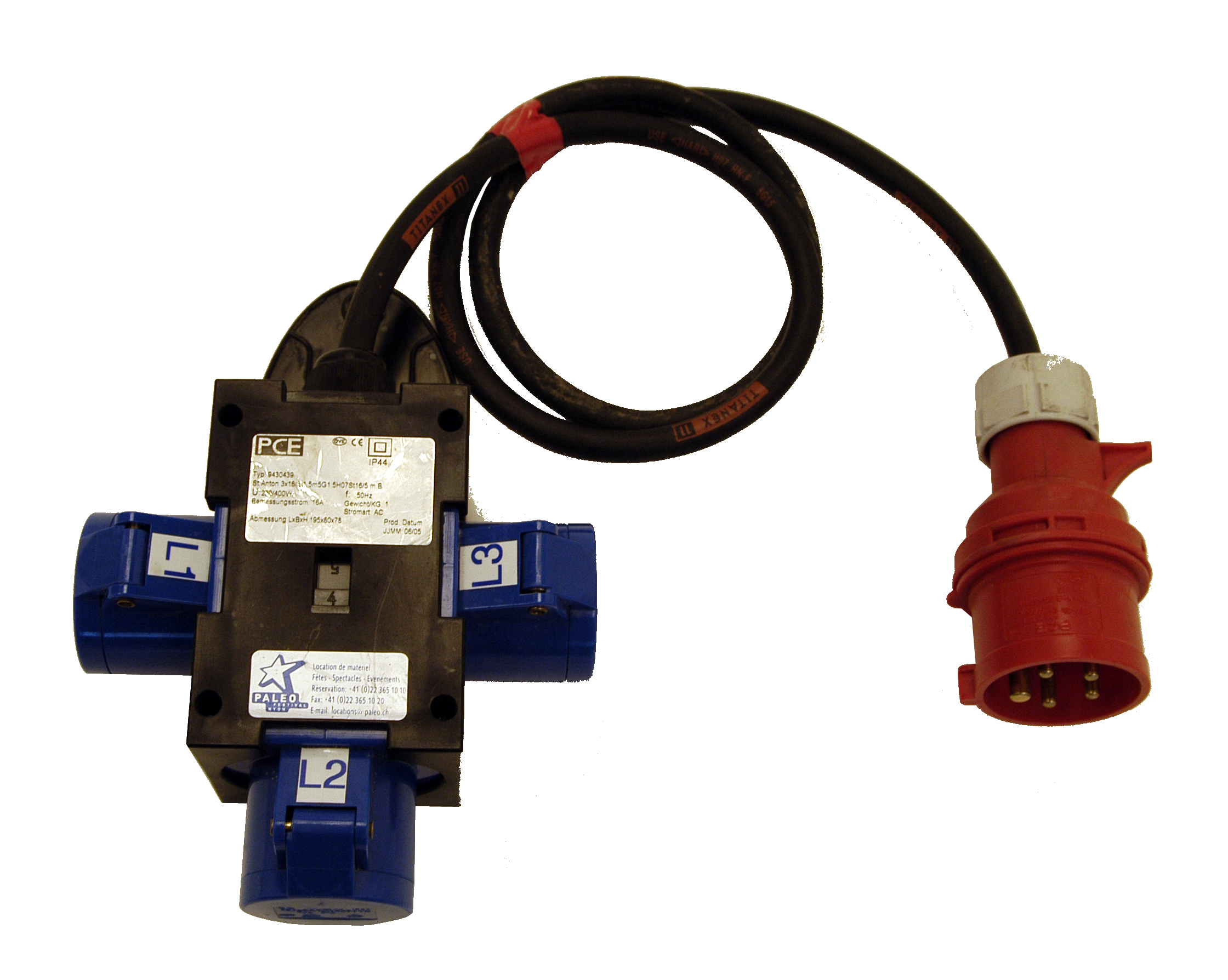 Adaptateur CEE 16A/3x CEE 16A mono