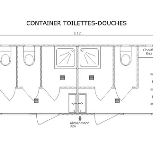 container toilettes douches plan